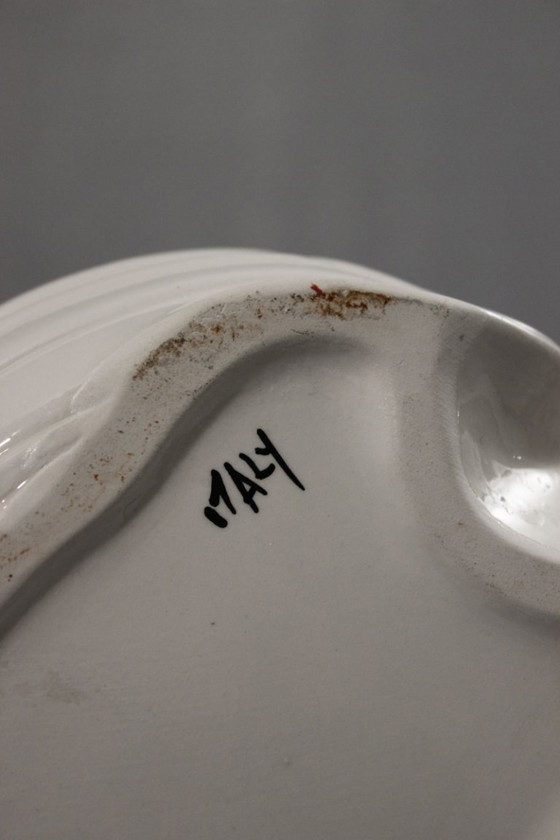 Image 1 of Large vintage ceramic vase with a dreamlike snail and butterfly design, Italy, 1970s