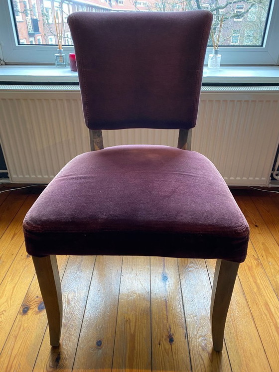 Image 1 of Set mit 3 Timothy Oulton Mimi Esszimmerstühlen – 2 aus Samt, 1 aus Leinen