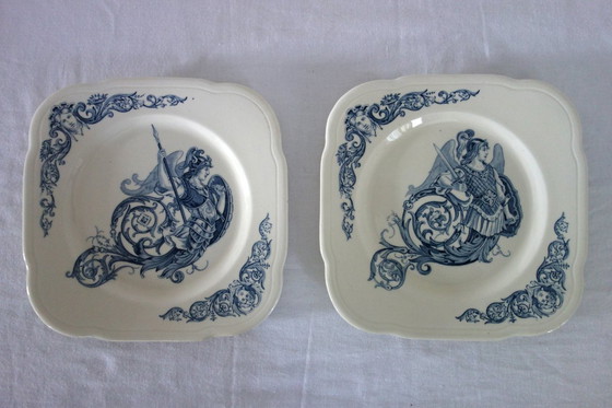 Image 1 of 2 Clairefontaine Earthenware dinner plates, Renaissance style, 19th century