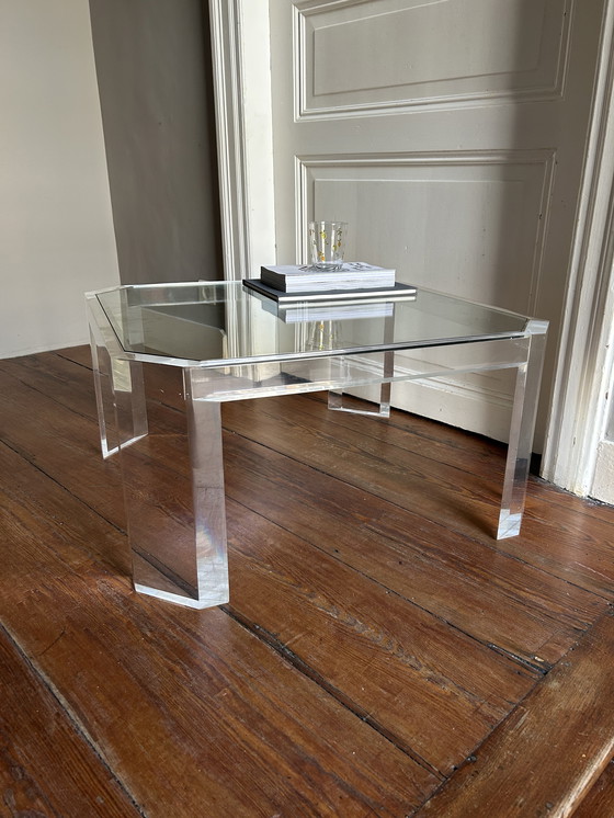 Image 1 of Tavolino da caffè ottagonale in acrilico e vetro di David Lange – 1978