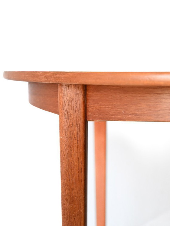 Image 1 of 1960s Scandinavian Round Teak Dining Table with Two Leaves