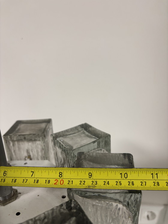 Image 1 of Large glass pendant lamp by Doria Leuchten, 1960s/Crystal glass chandelier/Mid-Century Modern light/Hollywood Ragency/Ice