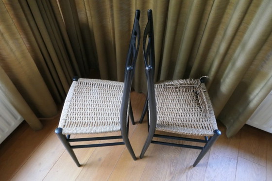 2 Design Gio Ponte Italië stoelen met 2 sporten aan zijkanten – Eetkamerstoelen, Textile (photo 3 of 10)