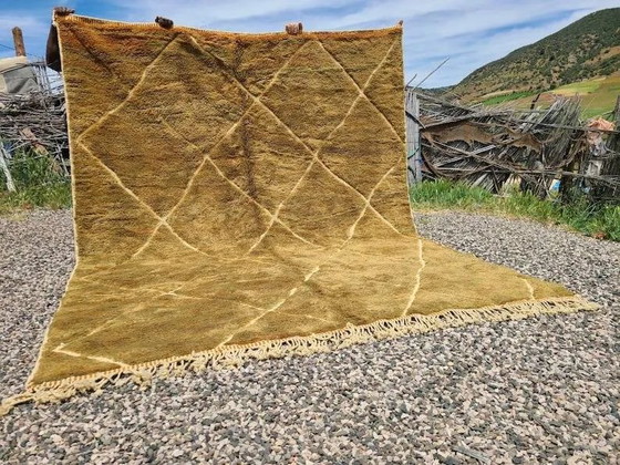 Grande tappeto Mrirt marocchino ocra e senape 350x300 cm – motivo a rombi – Tappeti, Lana, Cotone, Bohemian (photo 11 of 14)
