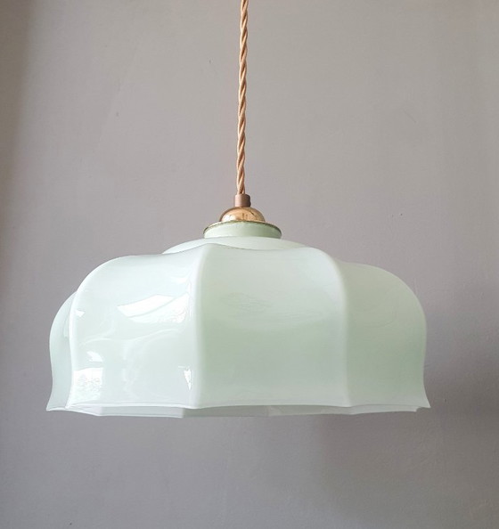 Vintage Franse Hanglamp - Pastel Groen Opaline Glas – Hanglampen (photo 10 of 16)
