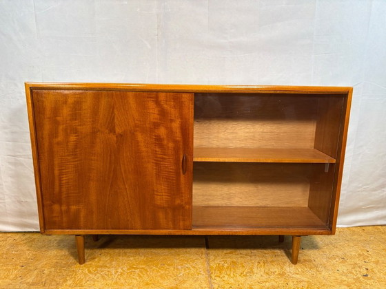 Image 1 of Mid Century Retro Teak & Glass Bookcase by Herbert E. Gibbs Circa 1960  A stylish and elegant mid century modern teak and glass 