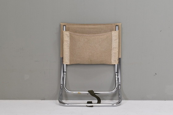 Image 1 of Scandinavische klapstoel in chroom en canvas – jaren 70