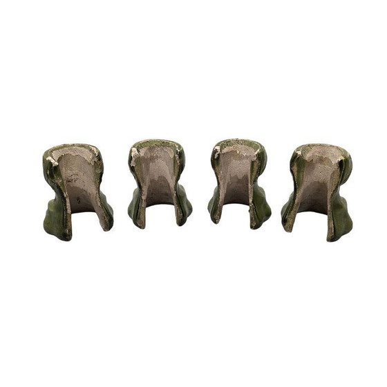 Image 1 of Antique green glazed earthenware lion paws, 19th century