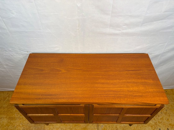 Image 1 of Mid-Century Retro Vintage Teak Sideboard by Nathan 1960s    Square Design • Two Doors • British Design Classic    A striking mid