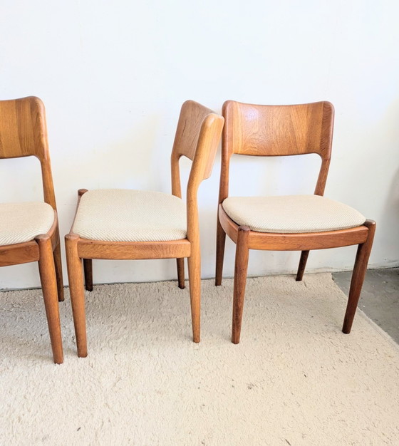 Image 1 of Set vintage di 4 sedie da pranzo danesi in teak, Glostrup Möbelfabrik
