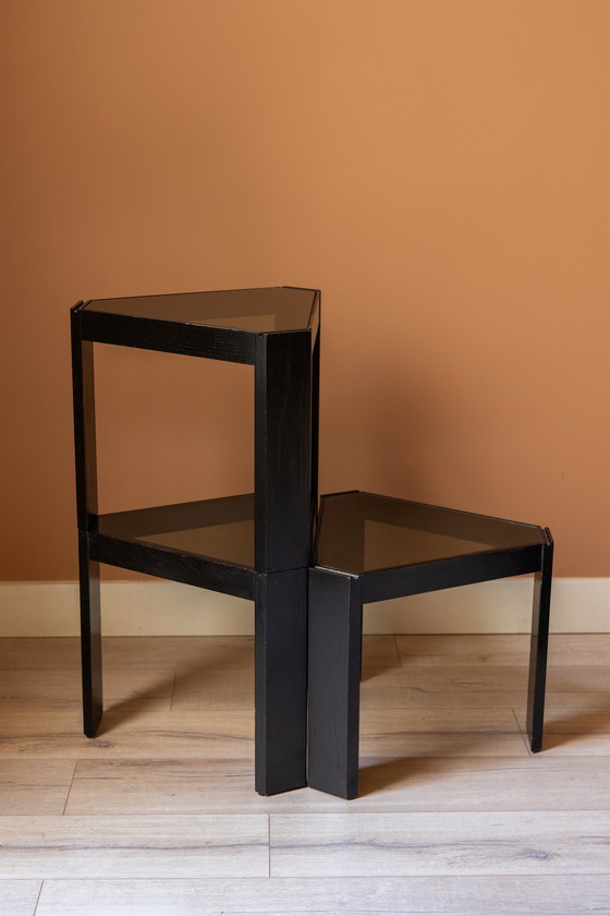 Image 1 of Porada Arredi Stackable Modular Tinted Glass Side Coffee Tables, Set of 6