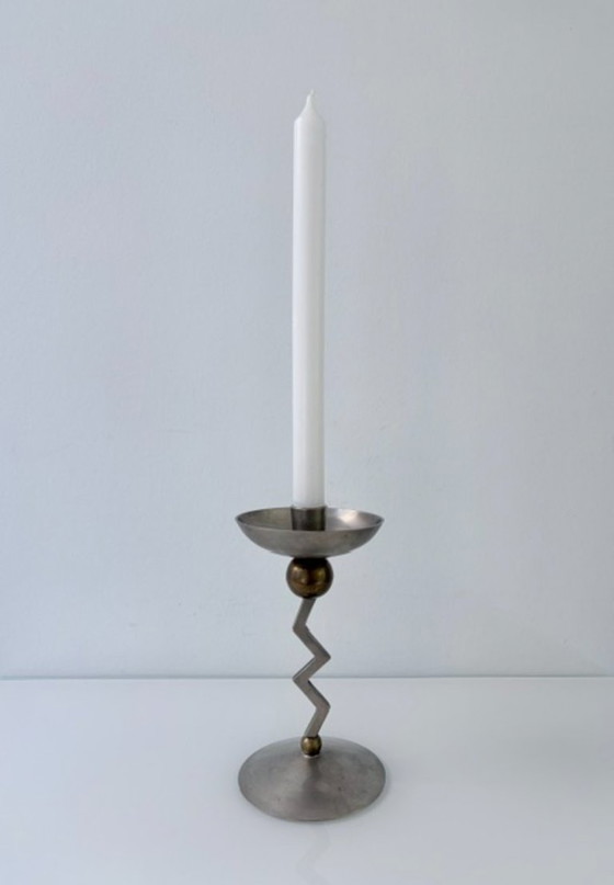 Portacandele Vintage Postmoderno Ottone/Nichel Anni '80 – Metal (photo 11 of 13)