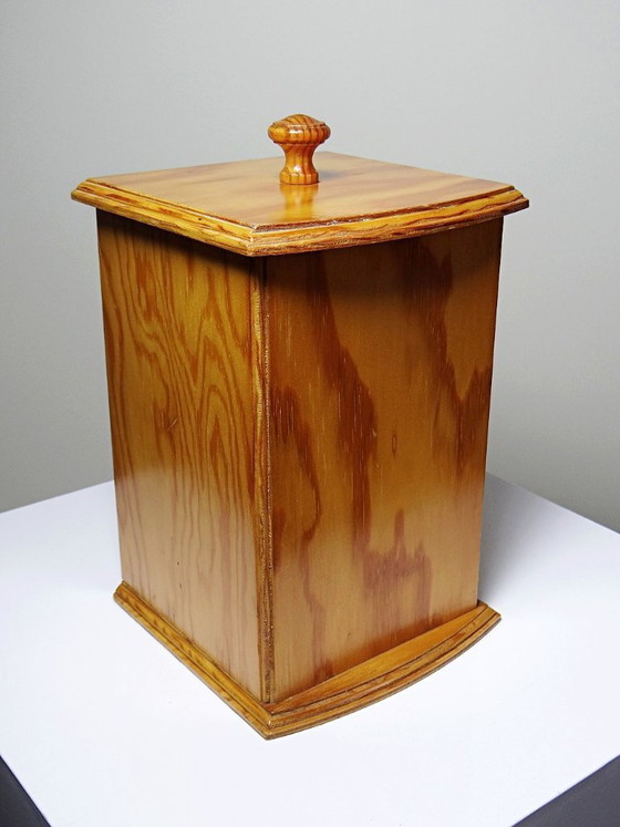 Image 1 of Vintage countertop bread box in varnished pine wood, 1970s-1990s