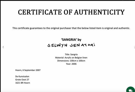 Image 1 of Selwyn Senatori, peinture Sangria, 100 x 100 cm