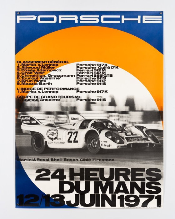 Image 1 of 24 Heures Du Mans 1971 – Poster originale vintage Porsche – Mid-Century Modern – 102,0x76,0 cm