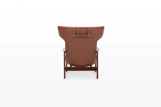 Cognac Leather & Wood Wingback Lounge Chair by Ib Kofod Larsen for Fröscher, 1970s – Kofod-Larsen, Armchairs (photo 4 of 26)
