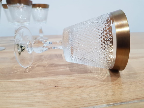 Verres en cristal de Rheinkristall, Allemagne, années 1950-1960, lot de 9 – Verres et carafes, Crystal, Gold (photo 7 of 12)