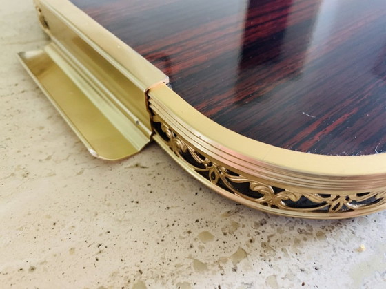 Image 1 of Vintage Italian Formica and Gilted Brass Serving Tray, 1950s