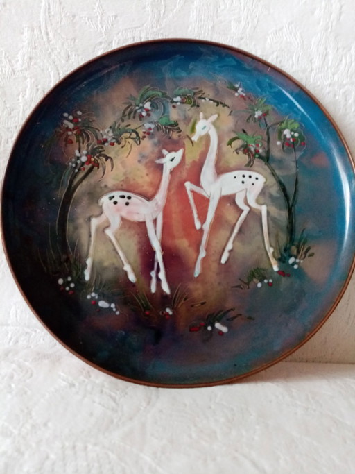 Saggita Holland enamelled copper decorative wall plate