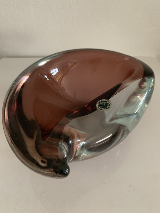 Image 1 of Cenicero para puros de mediados de siglo, de cristal de Murano Summerso, con mortero, años 60