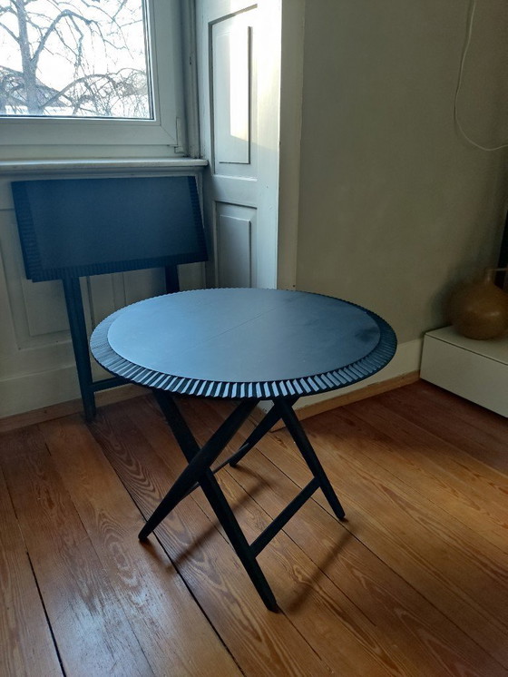 Image 1 of 1x Zanat folding table round, maple black, garden table, small dining table