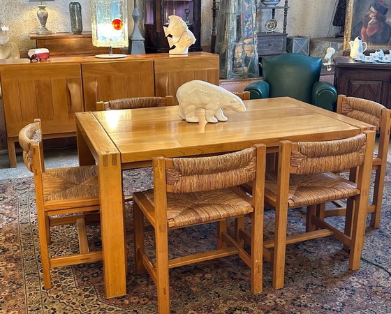 Image 1 of Sideboard aus massivem, geöltem Ulmenholz, Maison REGAIN, 1970