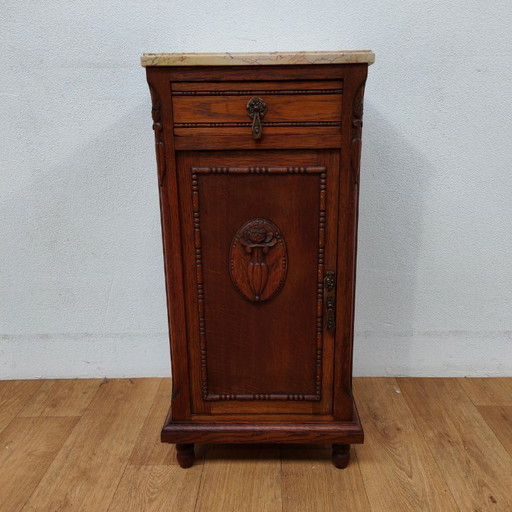 Comodino antico vintage con piano in marmo