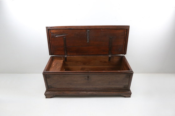 Image 1 of Large 18th Century Carved Oak Chest Linen Trunk, France