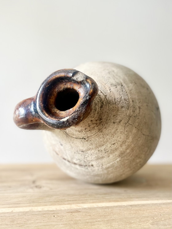 Image 1 of French Antique Jug Pitcher french pottery · farmhouse decor · primitive earthenware · country french decor 