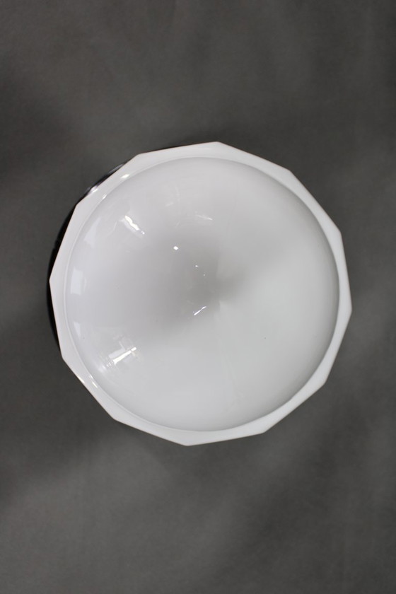 Image 1 of Secessie messing en glazen tafellamp uit 1920, Tsjecho-Slowakije