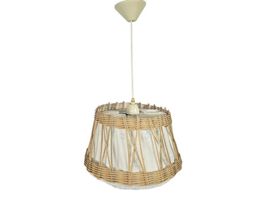 Image 1 of Philips - NPD 264 - hanglamp - pitriet - rotan - textiel - 60's