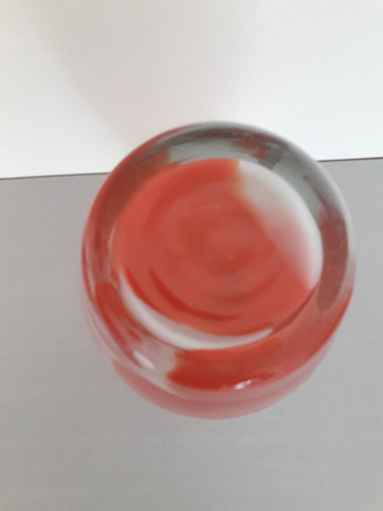 Image 1 of 3 Murano vases, in orange and white, circa 1965