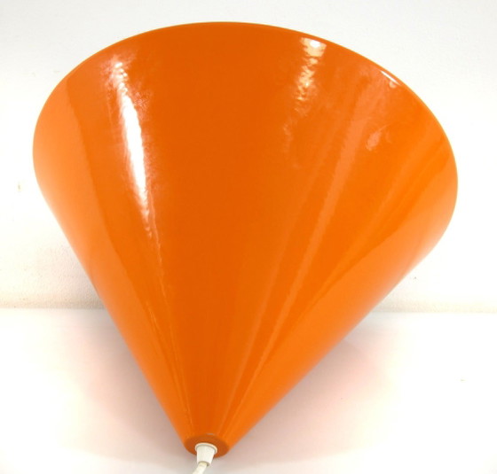 Arne Jacobsen Poulsen lampada da biliardo arancione anni '60 – Louis Poulsen, Lampade a sospensione (photo 6 of 7)