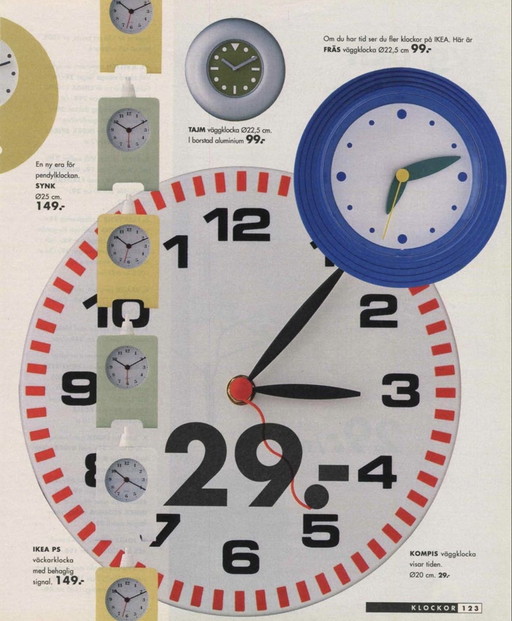Vintage IKEA wall clock "Fräs" - Memphis Milano Style - Postmodern Design - 1990s