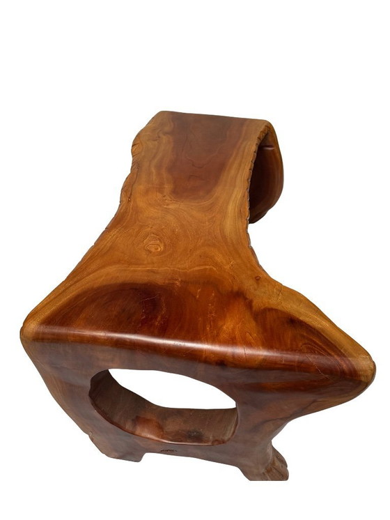 Image 1 of Mesa de diseño estilo tronco de árbol: madera maciza de caoba de una sola pieza