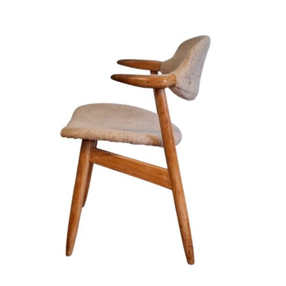 Image 1 of Sedia in corno di mucca con seduta e schienale in tessuto