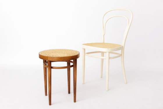Chaise Vintage en Bois Courbé Style Thonet Modèle 214, Années 60, Hêtre & Cannage Viennois, Design (photo 10 of 12)