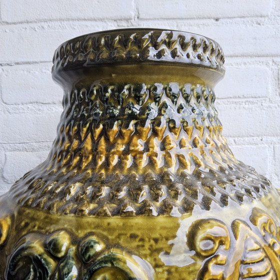 Image 1 of Vintage Ceramic XXL West Germany Vase (Bay) Mustard Colour / West Germany Vase Mustard Colour