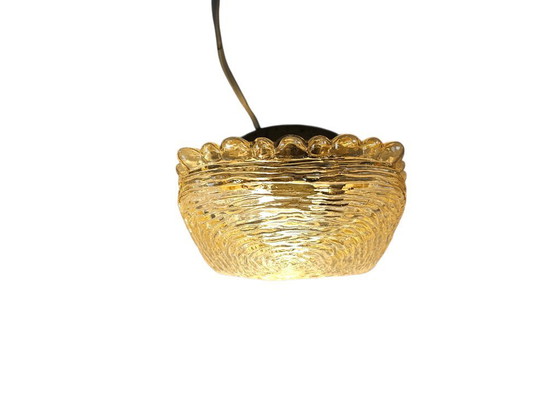 Image 1 of Glashütte Limburg - Amber  - plafondlamp - glas - metaal - 70's