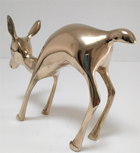 Image 1 of solid brass deer, 1980s