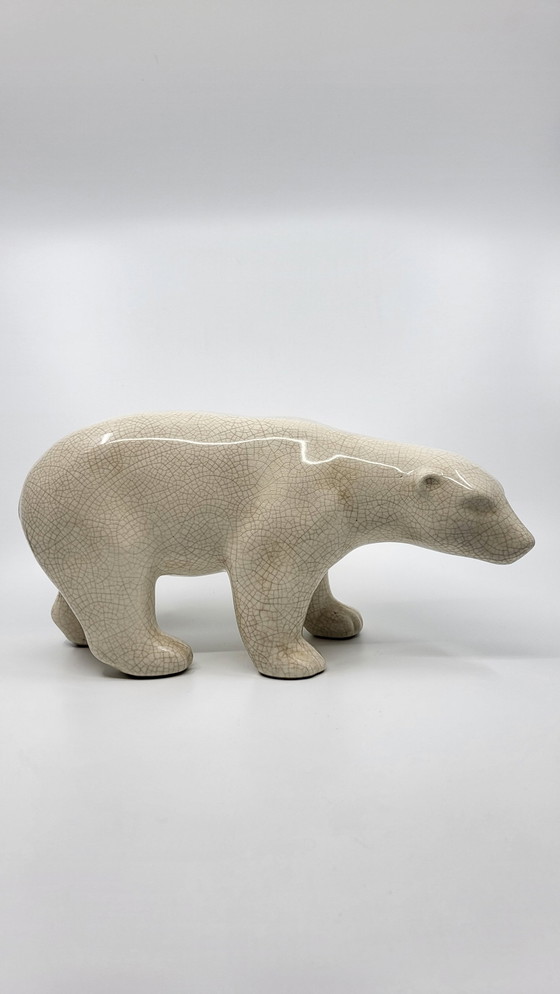 Image 1 of Escultura de oso polar art déco de cerámica LV, 1930
