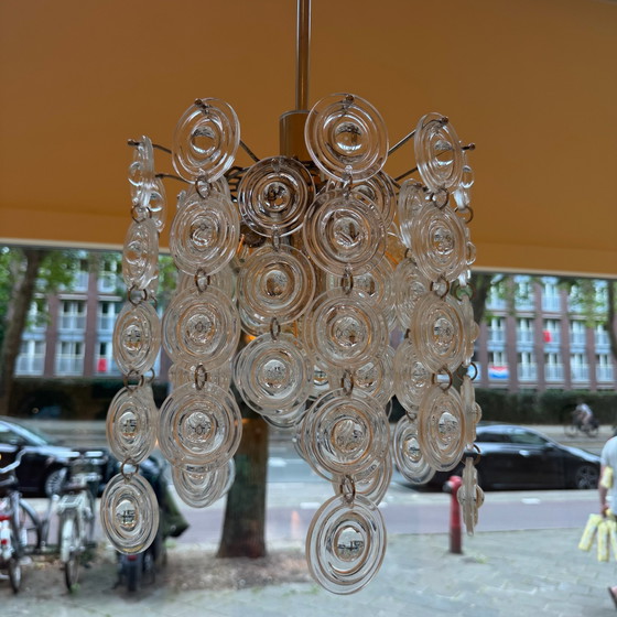 Gaetano Sciolari “Saturn” Glazen Kroonluchter – Gaeton Sciolari, Hanglampen, Glass, Chrome (photo 5 of 7)
