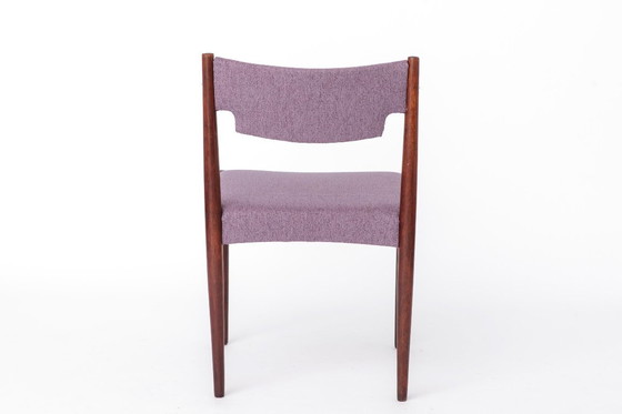Image 1 of Vintage Dining Chairs Set of 2, Germany 1960s, Dark Stained Beech Wood Chairs, Mid Century Modern Purple Upholstered Chairs