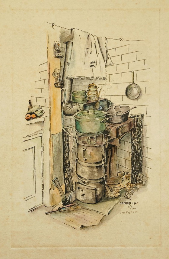 van Oosten - Küchenszene - 1945 - Radierung – Lithographien & Drucke, Papier (photo 2 of 5)