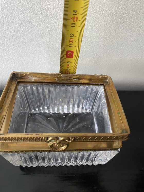 Image 1 of Jewelry box base in 19th century Baccarat cut crystal and Charles X bronze