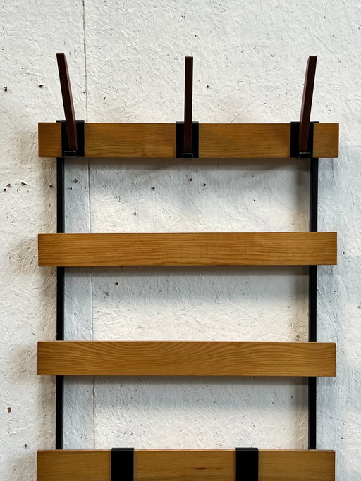 Vintage 1970s Wall Coat Rack, Pine, Teak and Metal – kapstokken, Wood (photo 2 of 9)