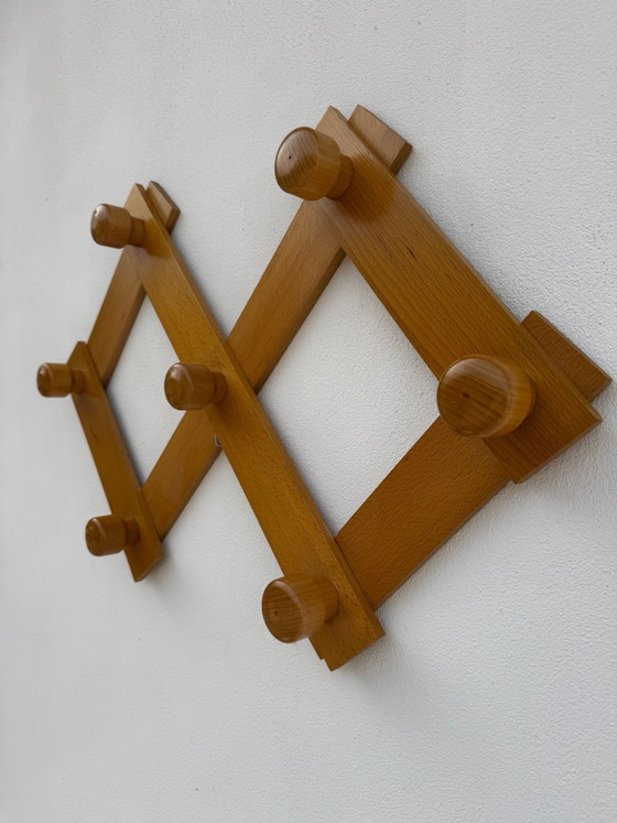 Appendiabiti vintage a fisarmonica da parete, Legno, Dorato (foto 13 di 15)