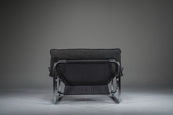 Image 1 of Bauhaus Lounge Chair in Black Leather attributed to Johan Bertil Häggström for Swed-Form / Ikea, Sweden, 1970s