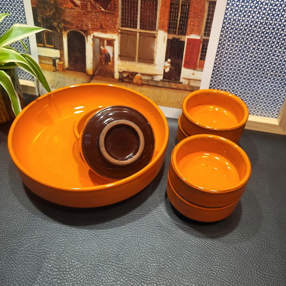 Image 1 of Juego de cuencos retro de color naranja y marrón