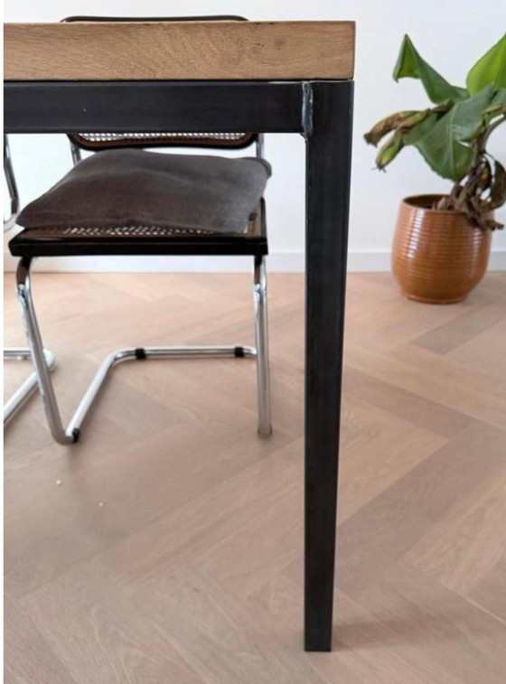 Image 1 of Designer oak herringbone dining table